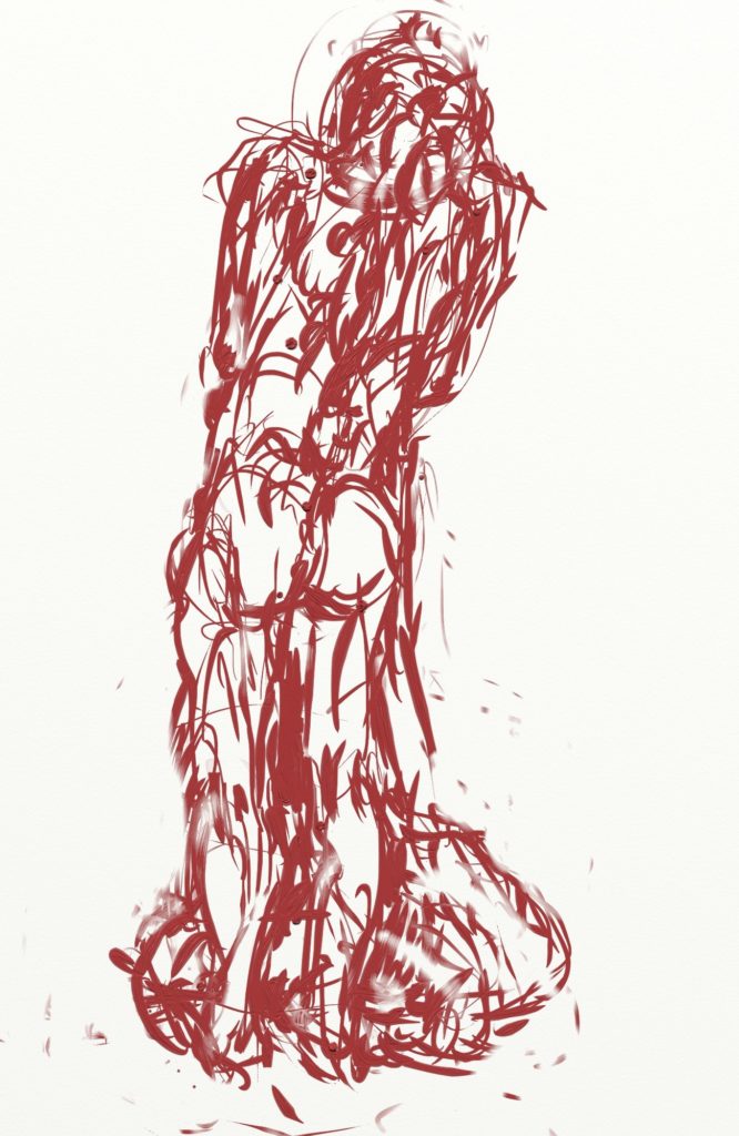 Sketch for sculpture "Dragging", digital drawing